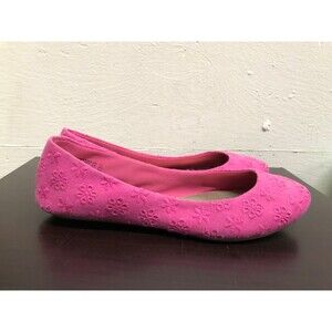 Lower East Side women pink textile slip on flat shoes size 7.5